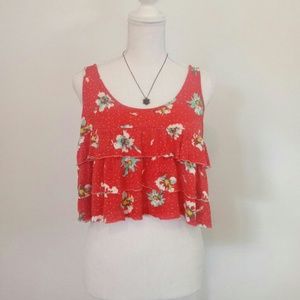 Red Floral Crop Top